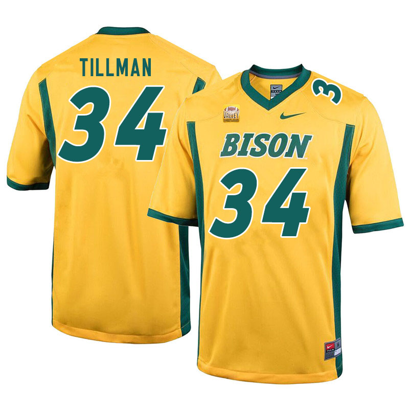 Men #34 Juanye Tillman North Dakota State Bison College Football Jerseys Sale-Yellow - Click Image to Close